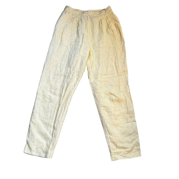 Revolve LPA Medium Kameron Pant Butter Yellow Linen Blend Pleated Front Pockets - Picture 5 of 10